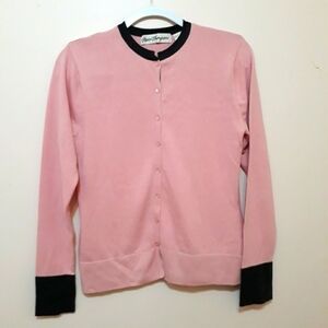 Norm Thompson 100% Cotton Knit Pink Front Button Cardigan Long-Sleeve Small